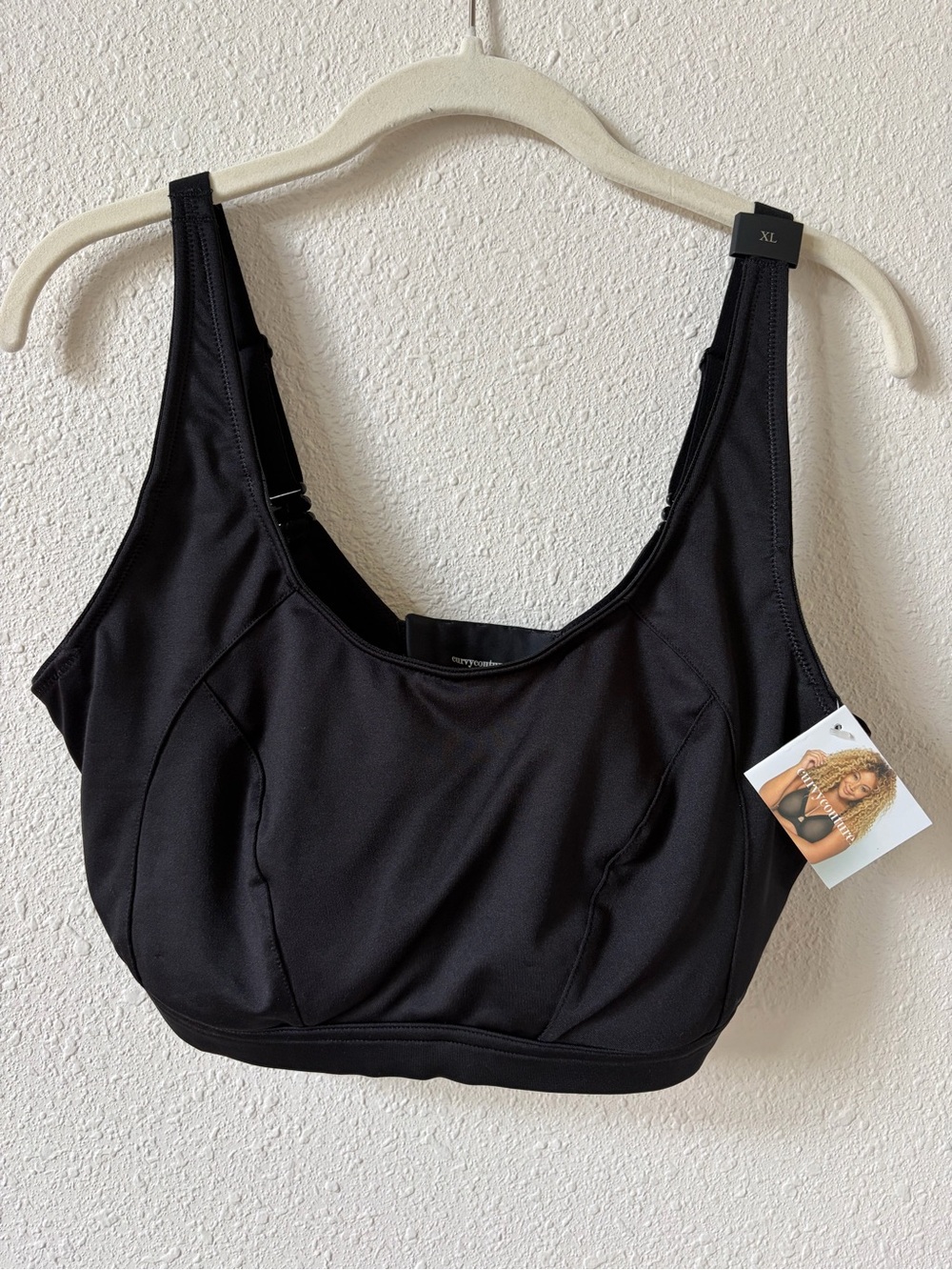 Curvy Couture Medium Impact Wireless Sports Bra Black Size XL